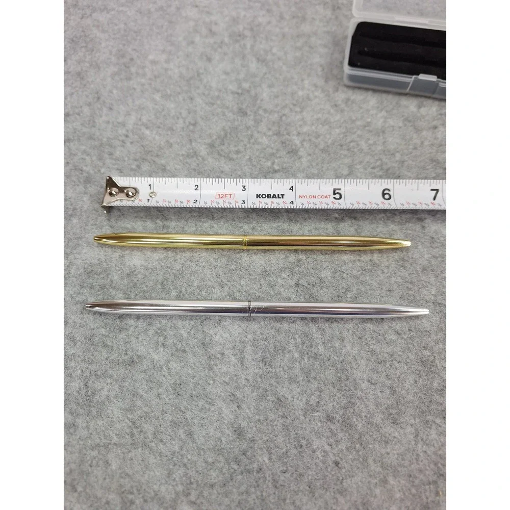 Luxury Ballpoint Pen Set Gold Silver Metal Slim Design Gift Case